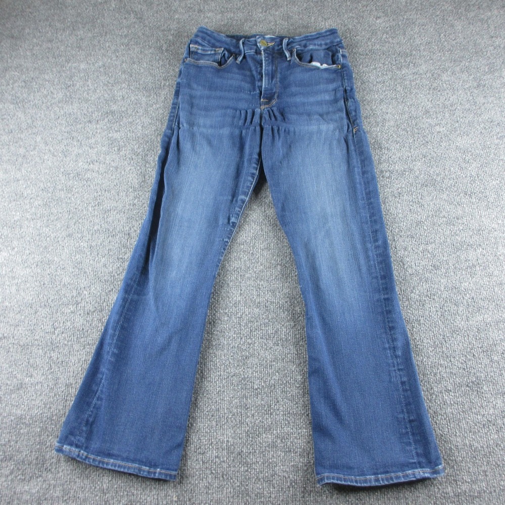 FRAME Le Crop Mini Boot Jeans Womens 27 Blue Medium Wash Stretch Denim Bootcut